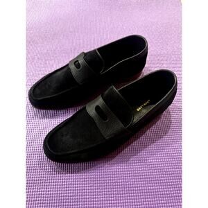 JOHN LOBB Mens Black Loafers Suede Penny Leather Size 6.5 UK, 7.5 US NEW Shoes